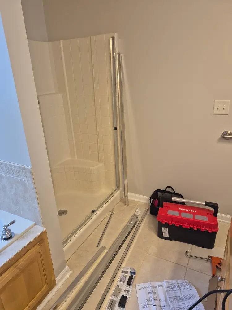 Shower opening measured and prepared for the new door track